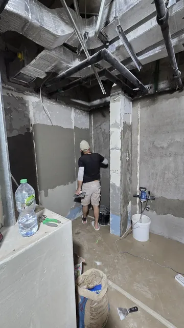 Walls skimmed and sanded before painting