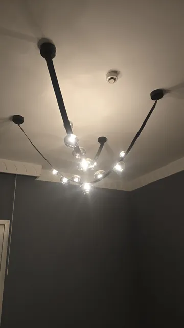 Pendant lights on the finished ceiling