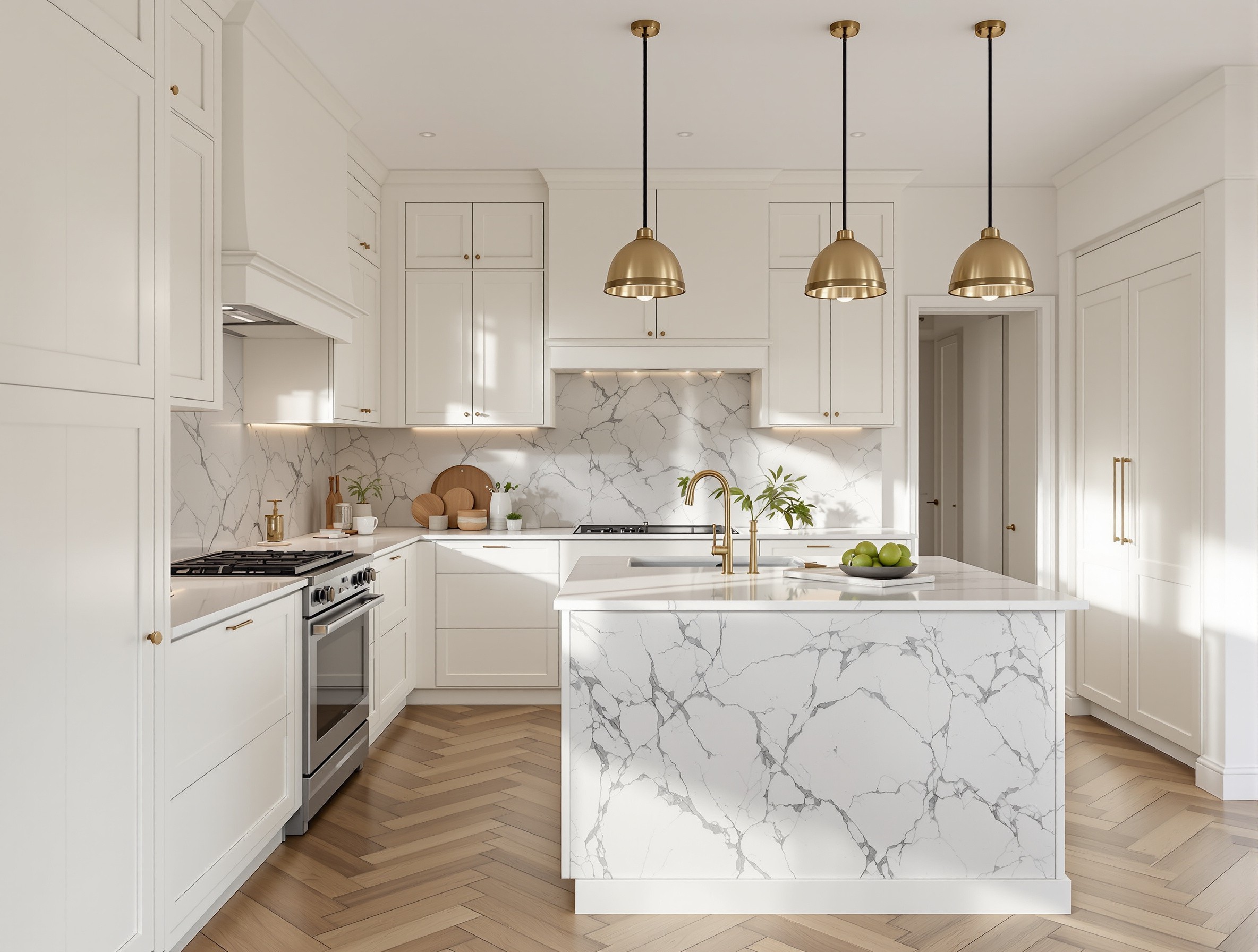 Arabian Ranches — Shaker fronts & quartzite island · 18 m²
